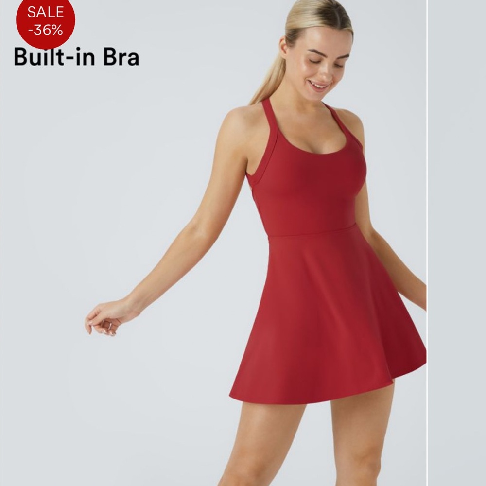 Red Sleeveless Dress with Built-in Bra